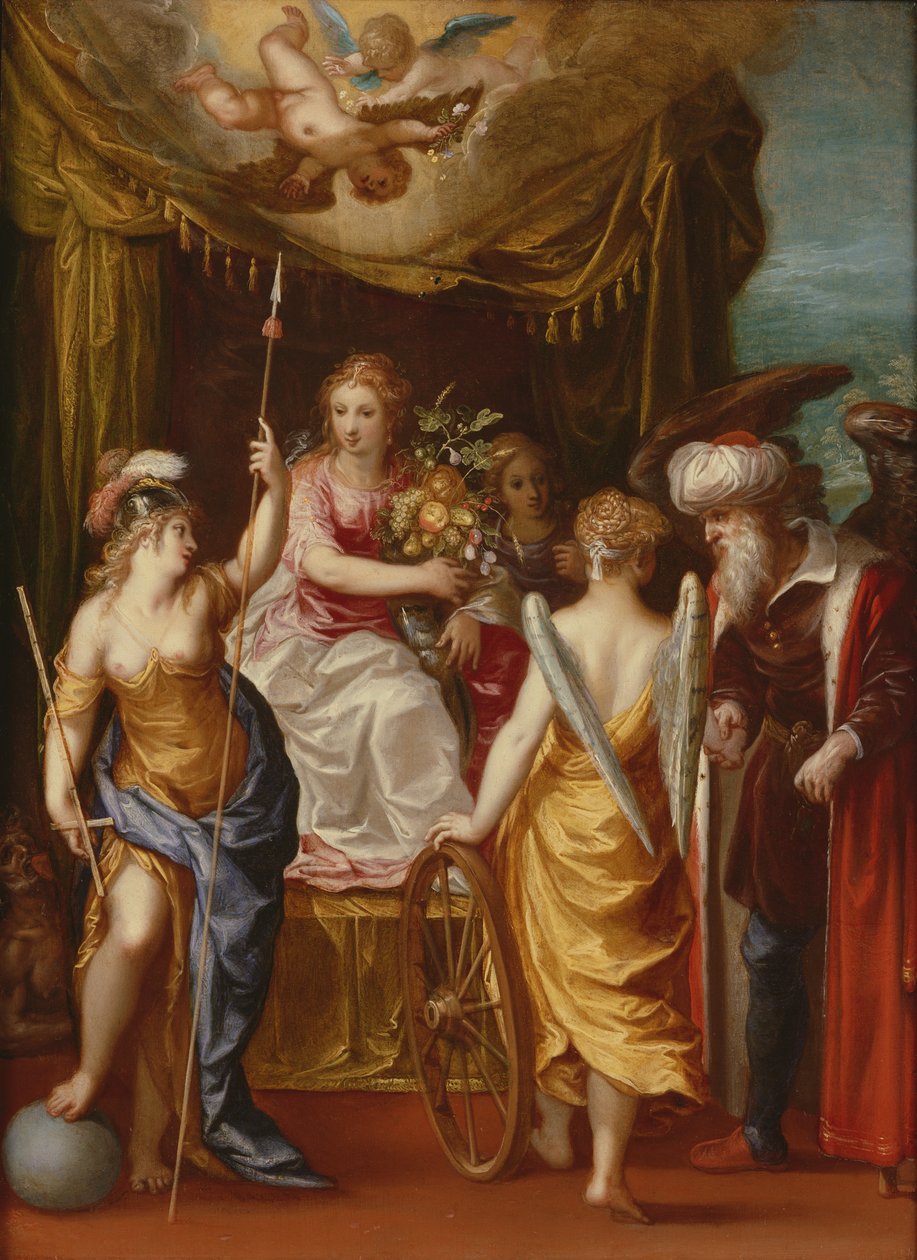 Minerva, hojnost a bohatství (ropa na mědi) od Hendrik van the Elder Balen