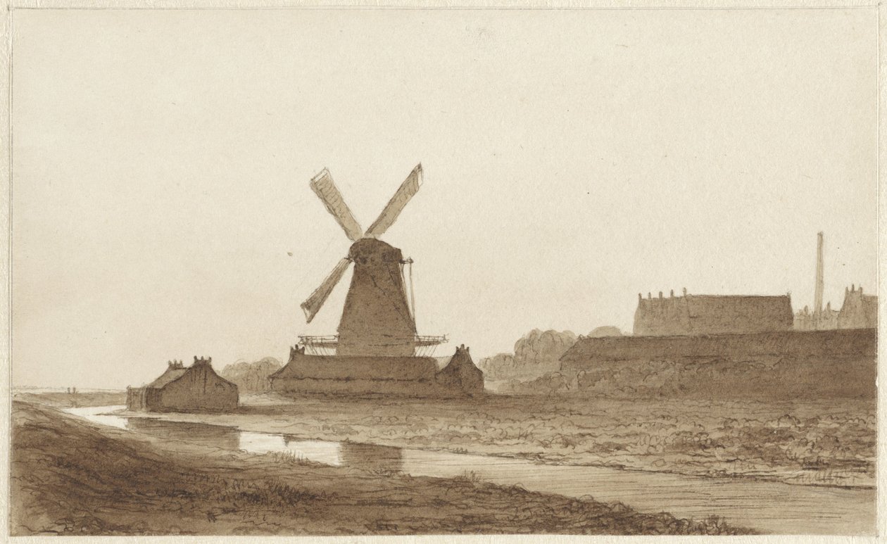 Větrný mlýn v pevnosti Het Blauwhoofd v Amsterdamu od Hendrik Abraham Klinkhamer