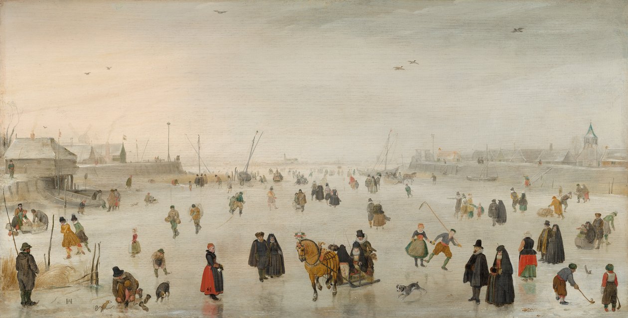 A Scene on the Ice, c.1625 (olej na panelu) od Hendrik Avercamp