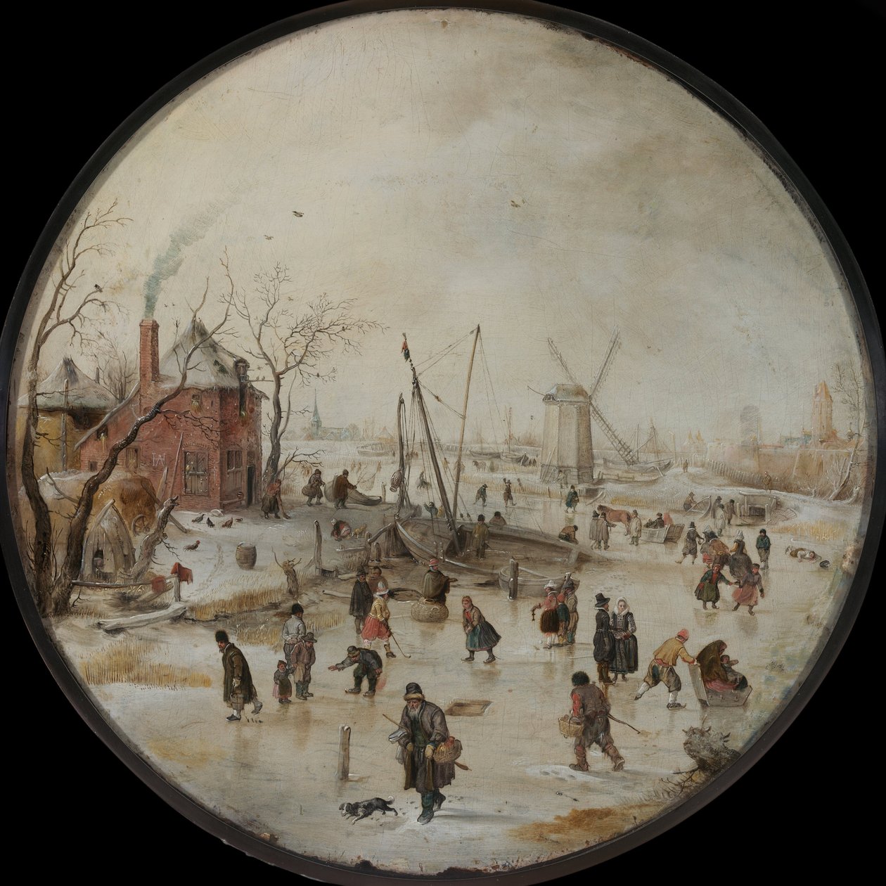 Zamrzlá řeka s bruslaři - Peinture de Hendrick Avercamp od Hendrik Avercamp