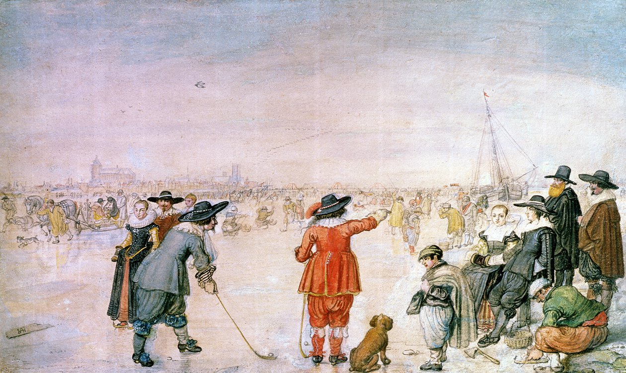 Golf on the Ice na řece Ijssel poblíž Kampenu od Hendrik Avercamp