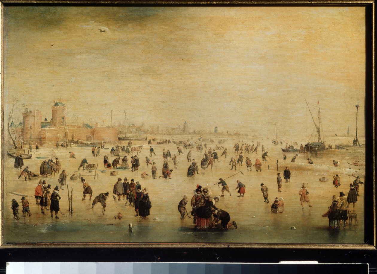 ""Ice Bruslaři"" (Zimní scéna) (holandština) Malba Hendricka Avercampa (1585-1634) cca 1615 Moskva, Puškinovo muzeum výtvarných umění od Hendrik Avercamp