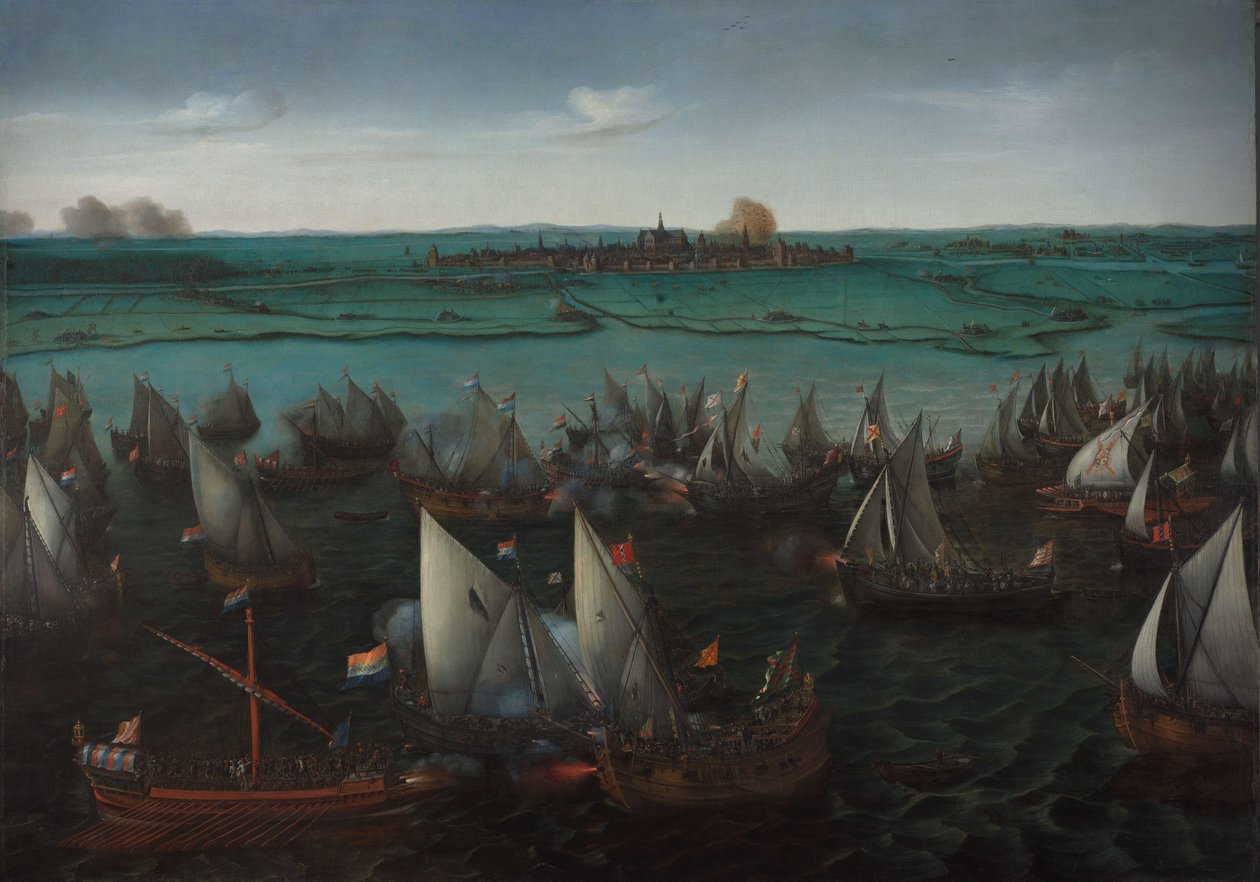 Bitva mezi holandskými a španělskými loděmi na Haarlemmermeer Bitva mezi nizozemskými a španělskými loděmi na Haarlemmermeer, 26. května 1573 od Hendrick Cornelisz. Vroom
