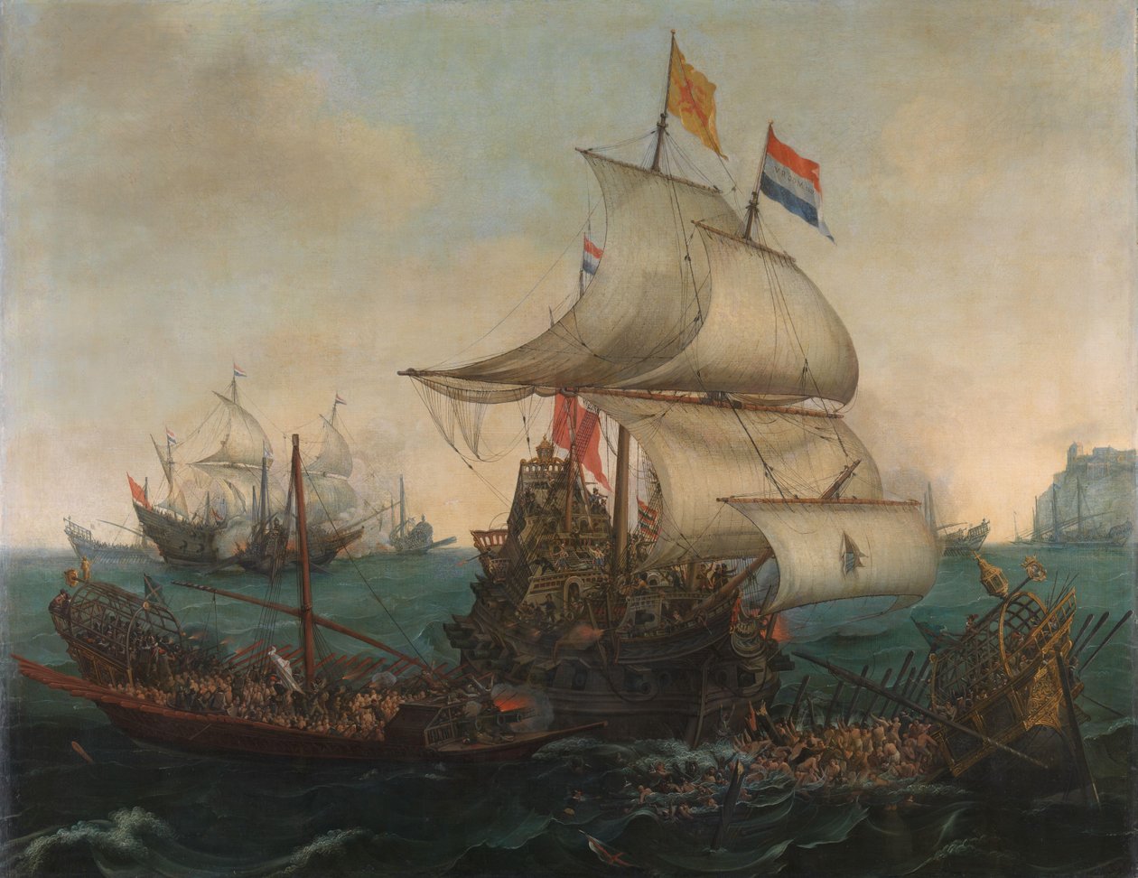 Holandské lodě narážejí na španělské galéry u anglického pobřeží, 3. října 1602 od Hendrick Cornelisz. Vroom
