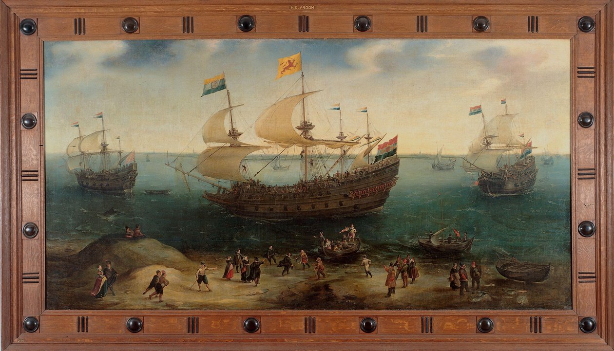 Amsterdamská čtyřstěžňová loď De Hollandsche Tuyn a další lodě se vracejí z Brazílie pod velením Pauluse van Heerdena od Hendrick Cornelisz. Vroom