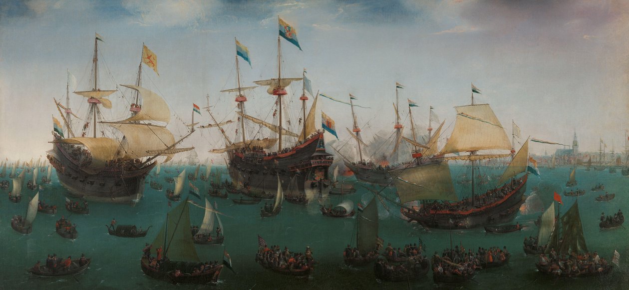 Návrat do Amsterdamu druhé expedice do východní Indie Návrat do Amsterdamu druhé expedice do východní Indie, 19. července 1599 od Hendrick Cornelisz. Vroom