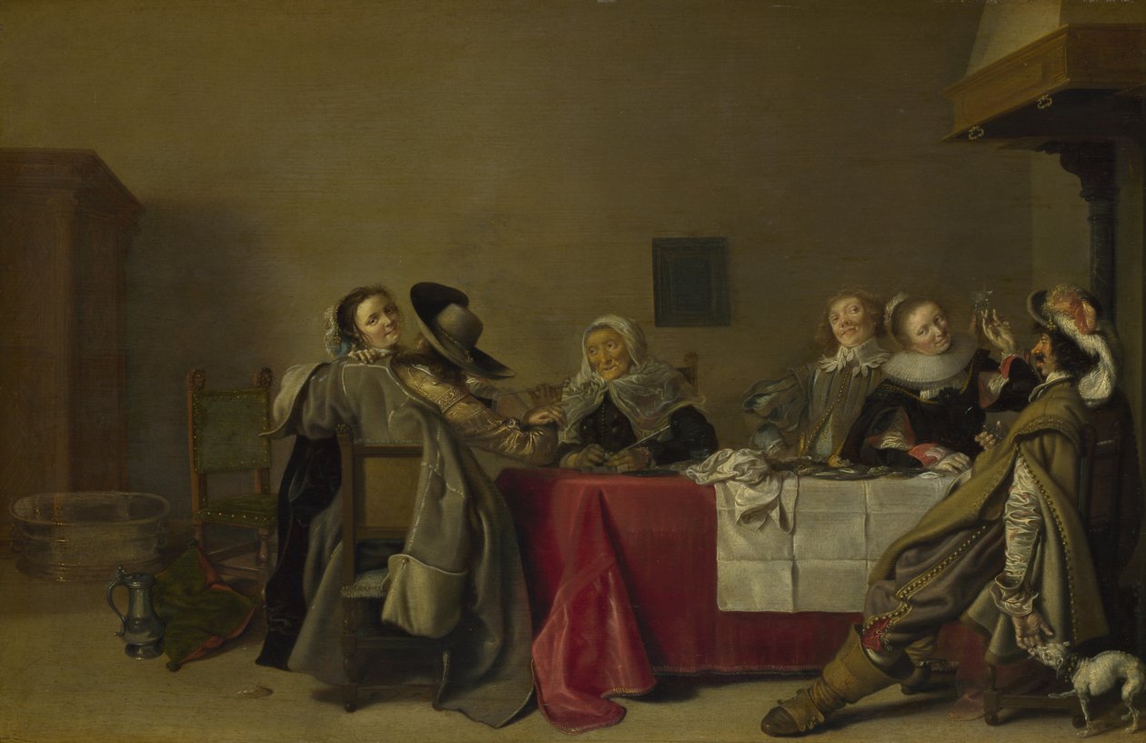 Veselá společnost u stolu, 1630 od Hendrik Gerritsz. Pot