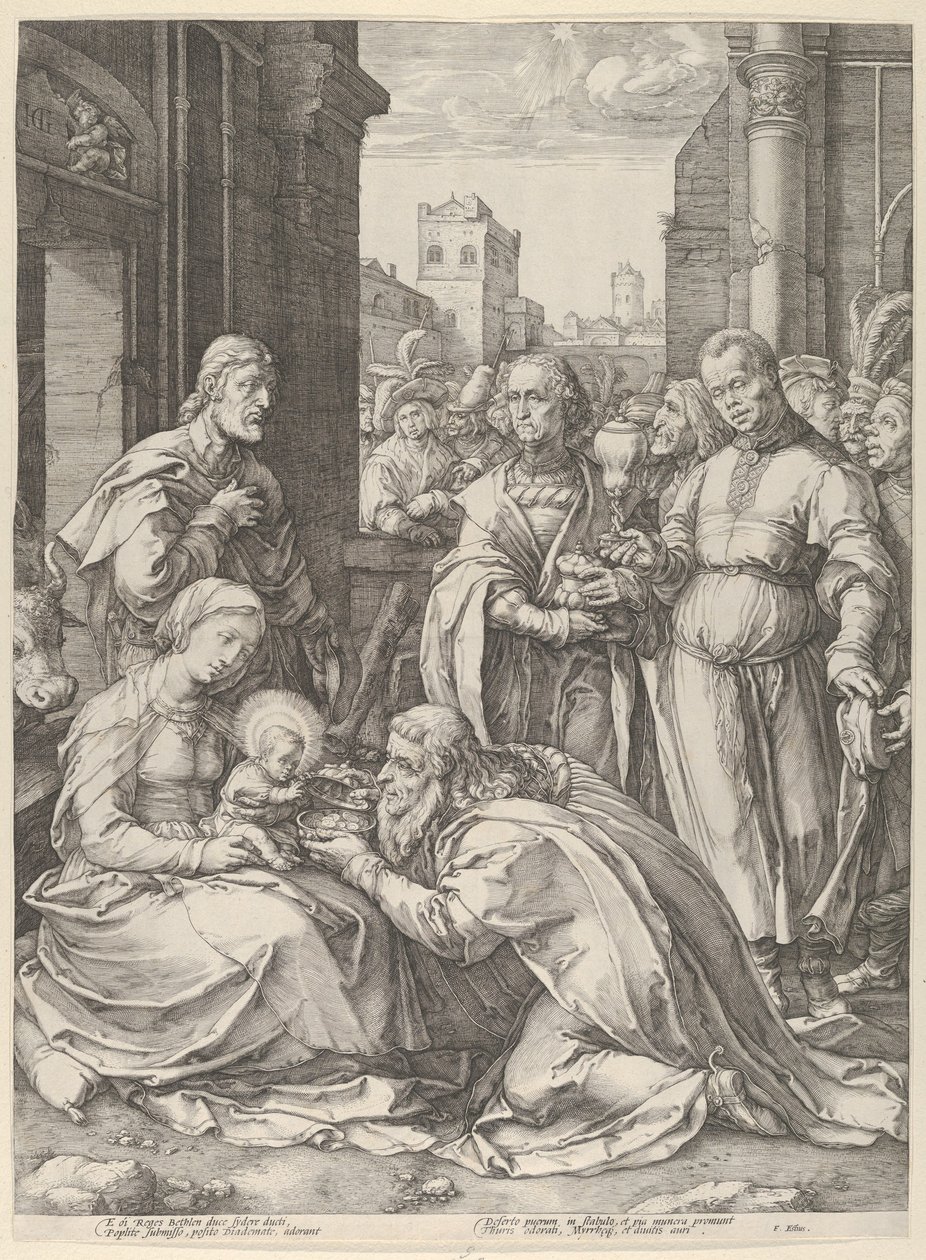 Klanění tří králů, n. d., n. d.. od Hendrik Goltzius