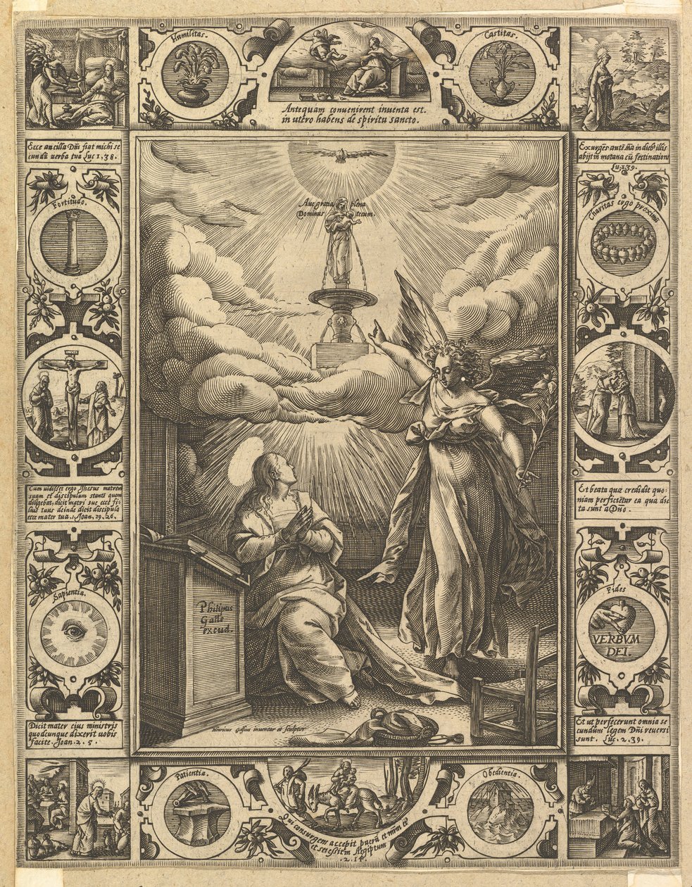 Ave Maria, z Alegorických scén o životě Kristově, z křesťanských a profánních alegorií. od Hendrik Goltzius