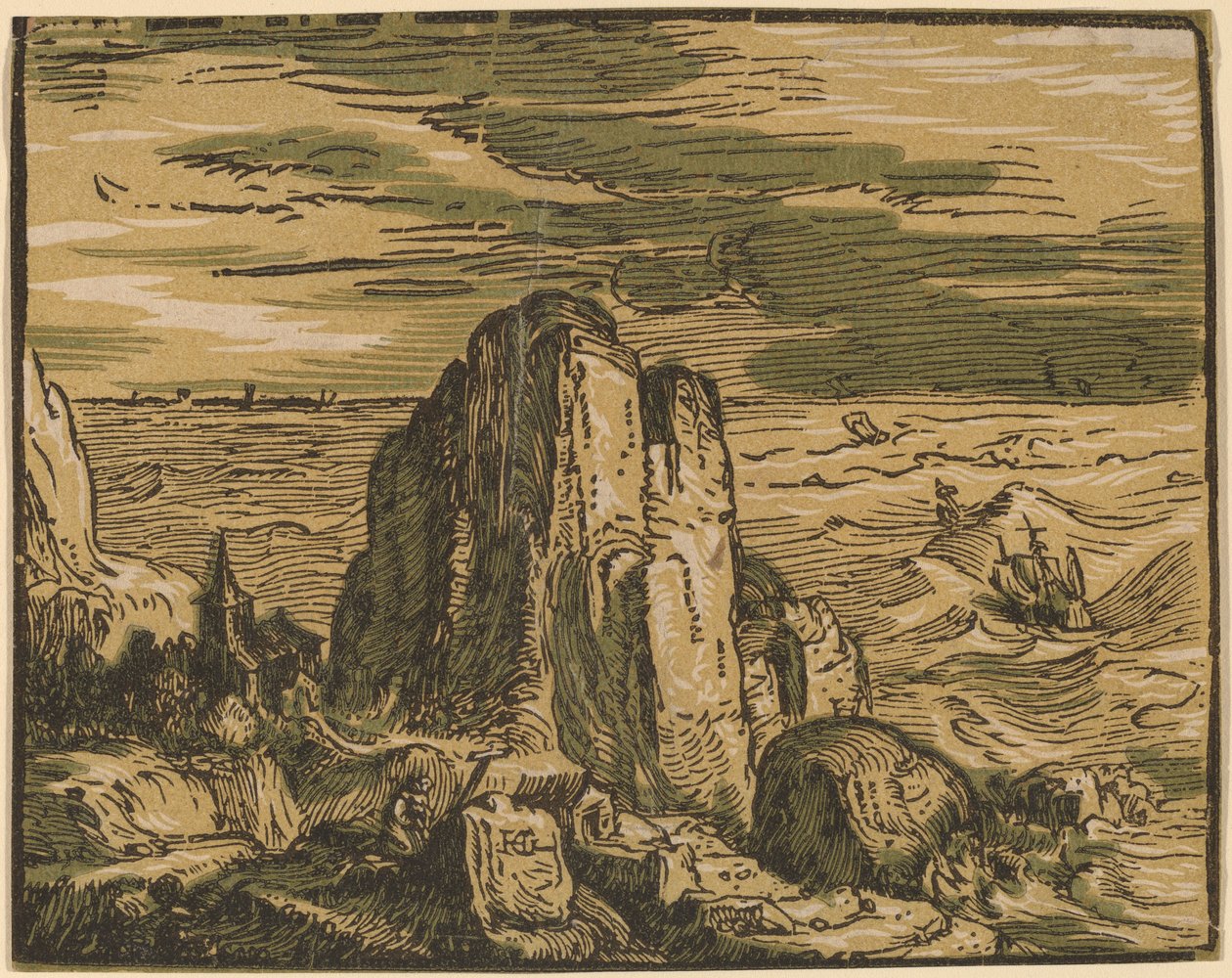 Útes na pobřeží od Hendrik Goltzius