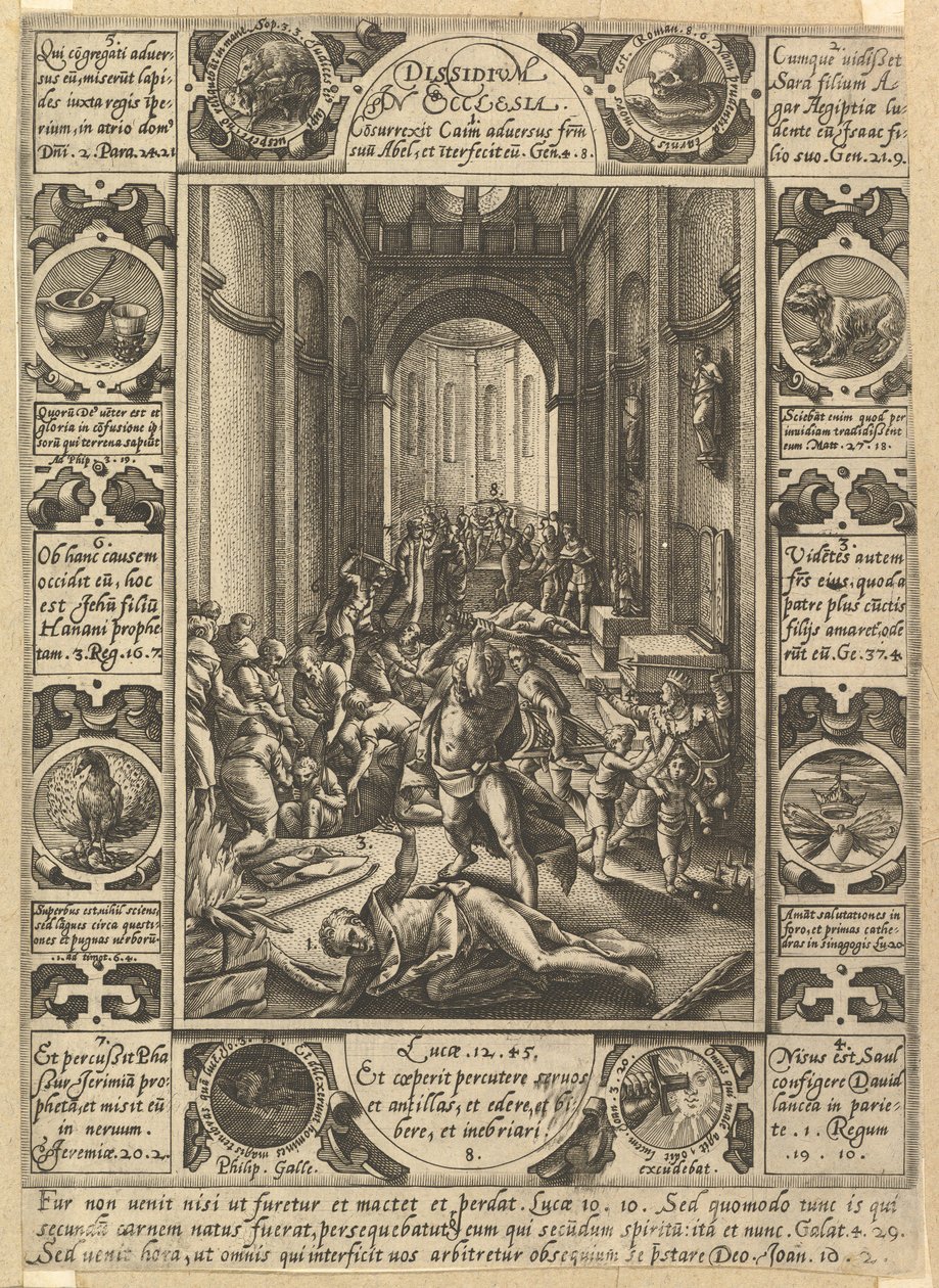 Neshody v církvi Dissidium v ​​církvi, ca. 1578 od Hendrik Goltzius