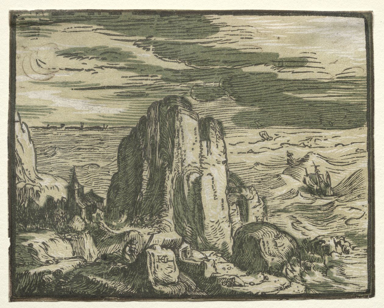 Ze sady 4 krajin: Cliffon na mořském pobřeží. od Hendrik Goltzius