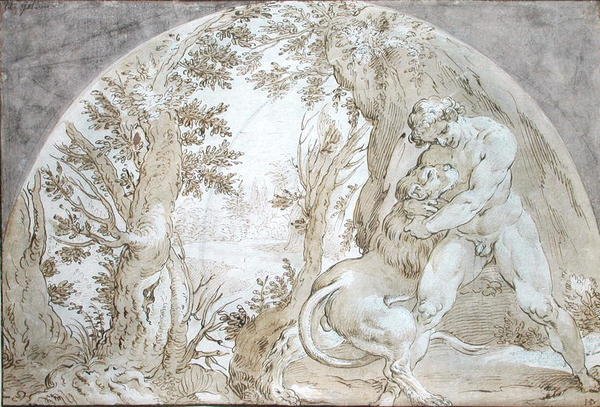 Herkules a Nemejský lev od Hendrik Goltzius