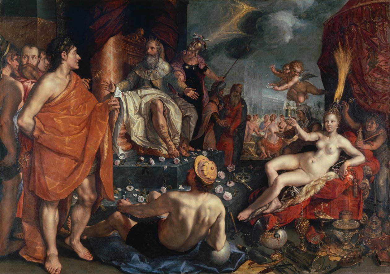 Hermes představuje Pandoru králi Epimetheovi, 1611 od Hendrik Goltzius