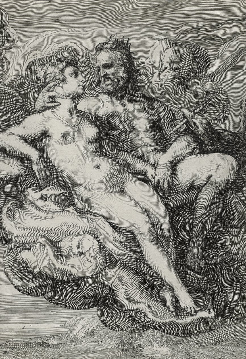 Jupiter a Juno, kolem 1593-94 (rytina na položený papír) od Hendrik Goltzius