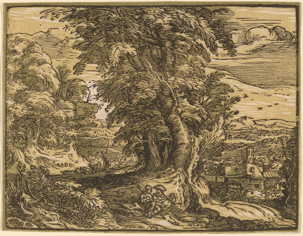 Krajina s pastýřským párem od Hendrik Goltzius