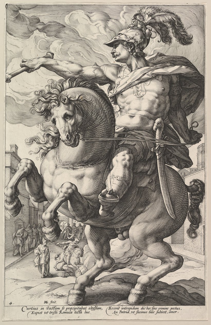 Marcus Curtius ze série Římští hrdinové, 1586. od Hendrik Goltzius