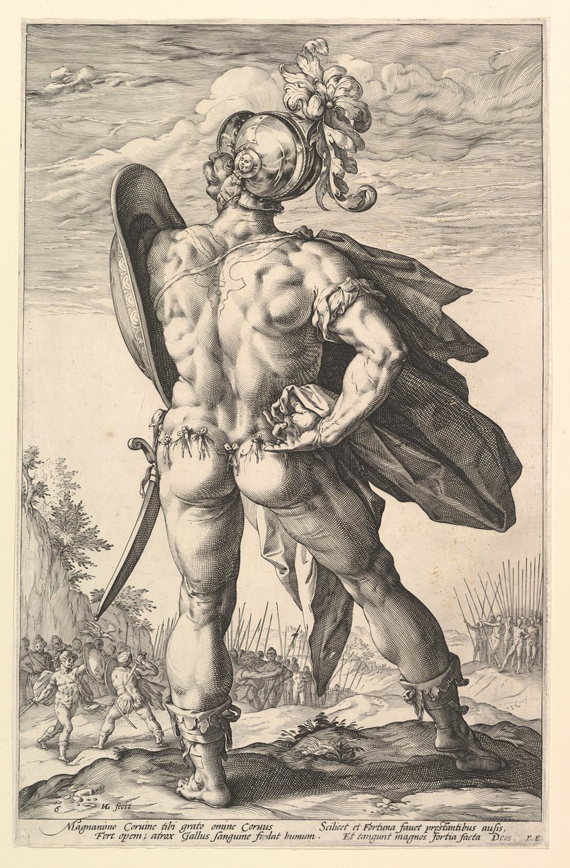 Marcus Valerius ze série Římští hrdinové, 1586. od Hendrik Goltzius