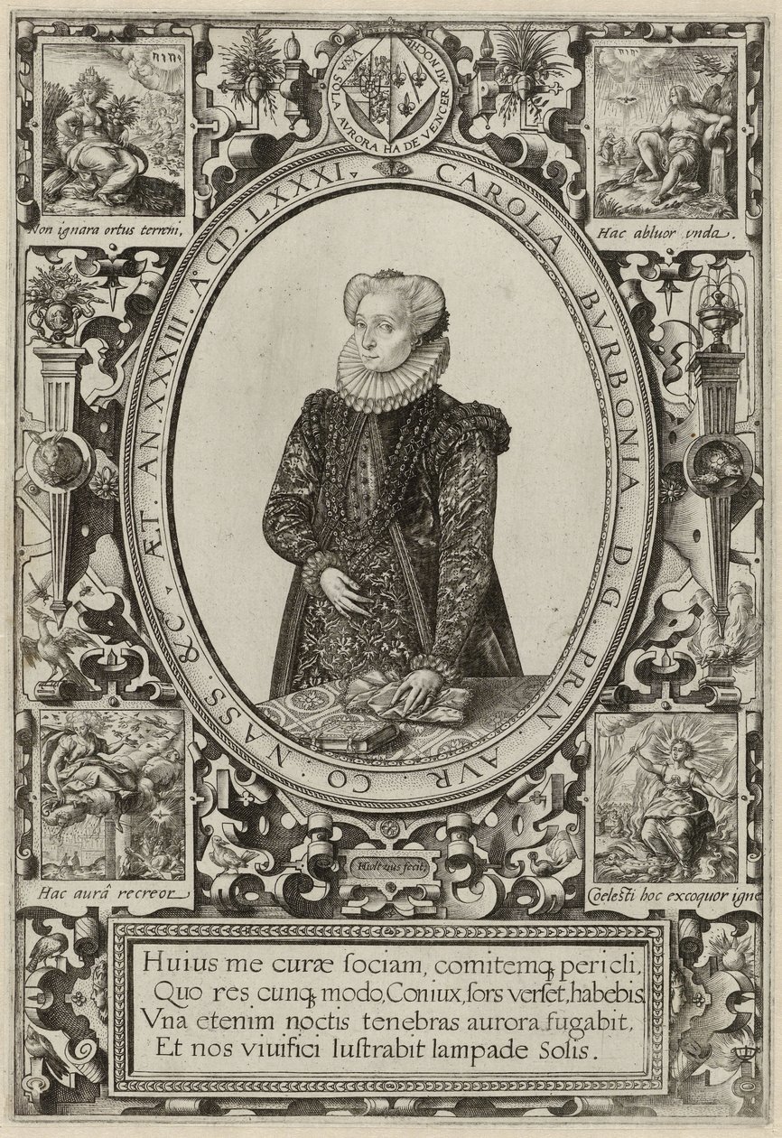 Portrét Charlotte de Bourbon, 1581 od Hendrik Goltzius