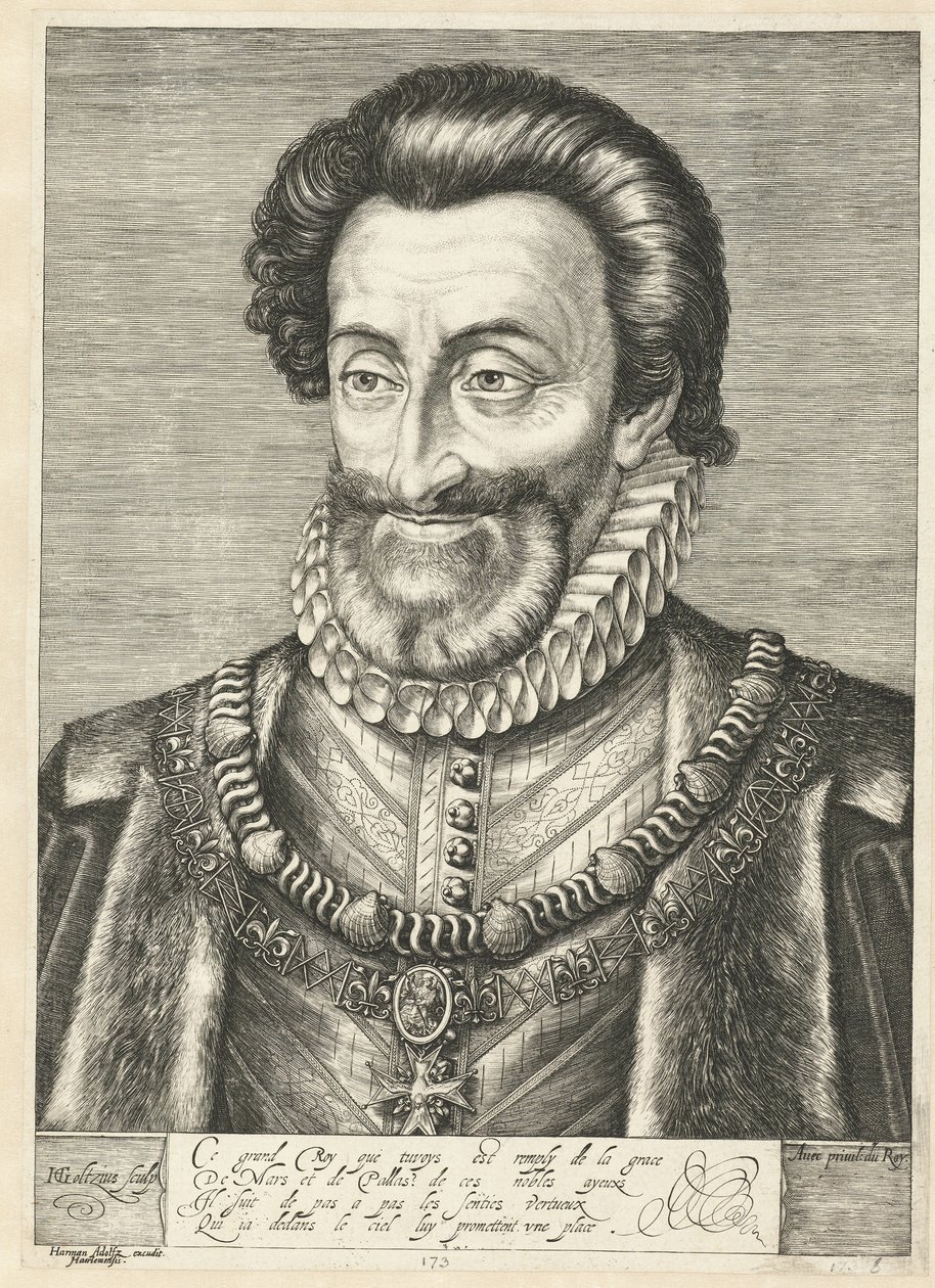 Portrét francouzského krále Jindřicha IV., ca. 1600 od Hendrik Goltzius