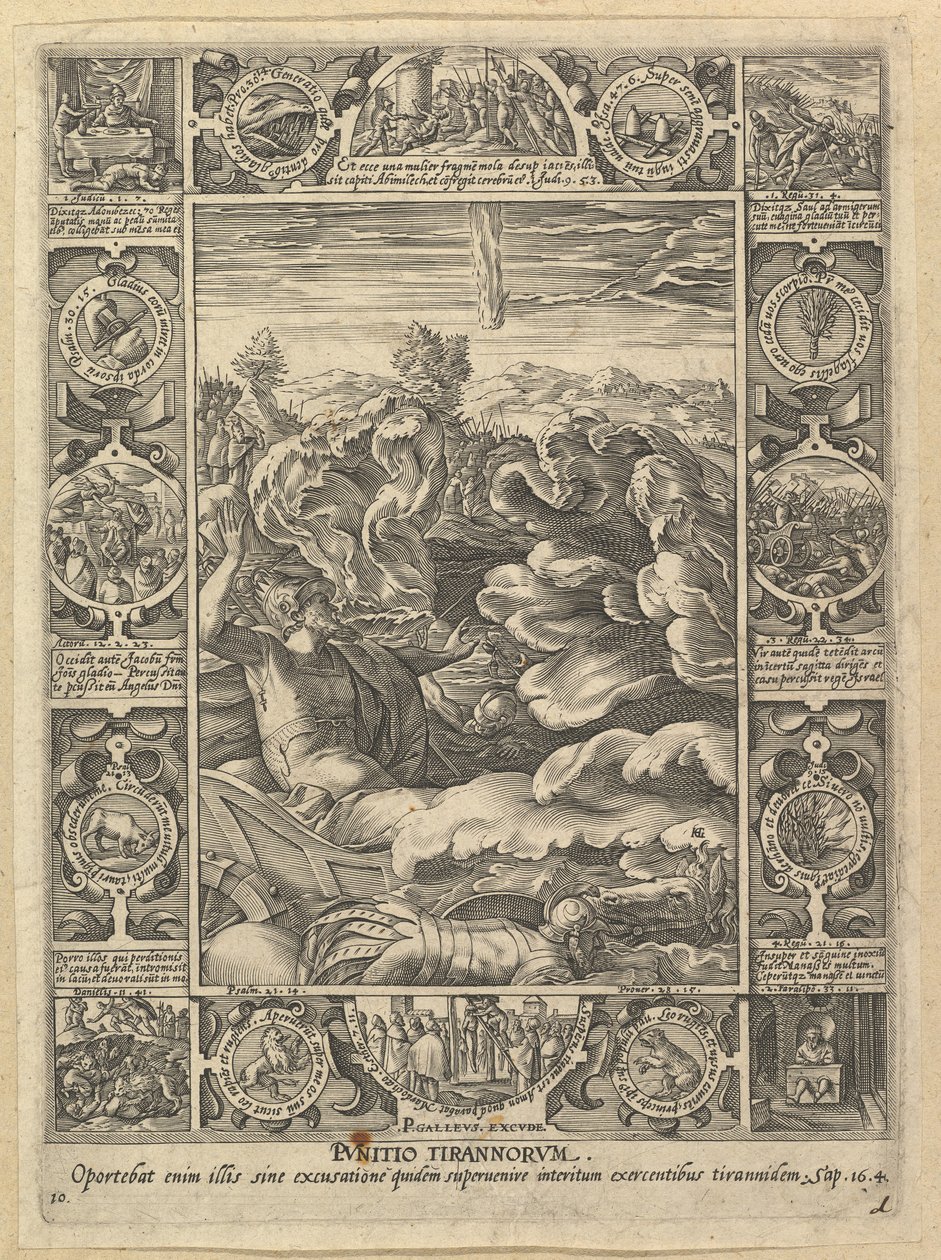 Punitio Malorum, z Alegorií křesťanské víry, z Christian and Profane Allego....n.d. od Hendrik Goltzius