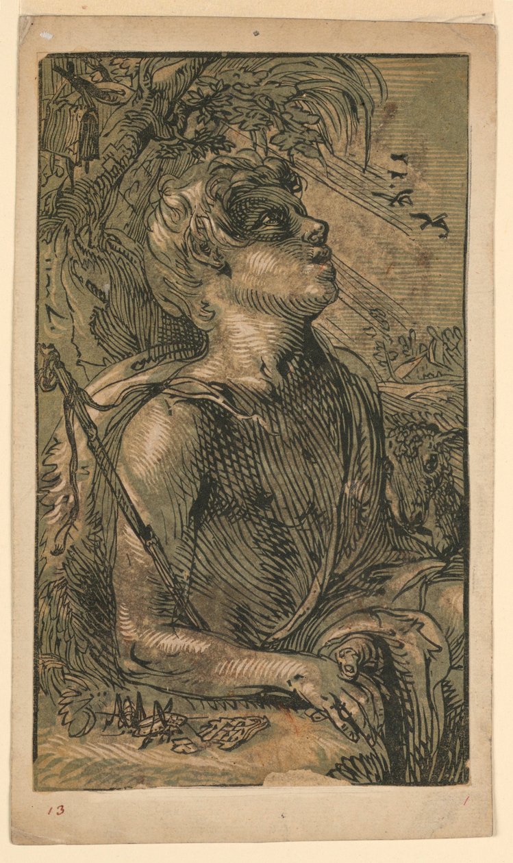 Svatý Jan Evangelista na poušti od Hendrik Goltzius