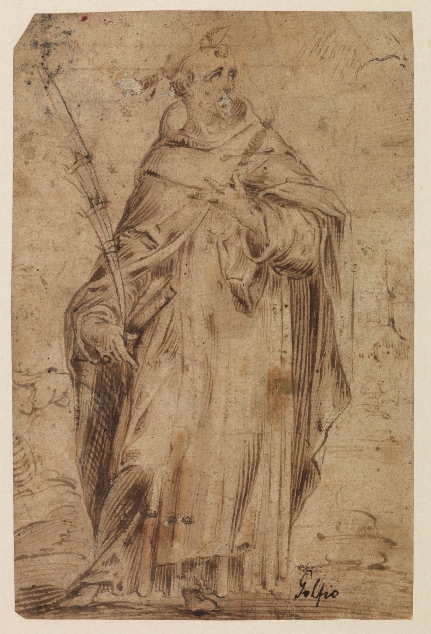 Saint Peter Martyr, recto, možná 16. století od Hendrik Goltzius