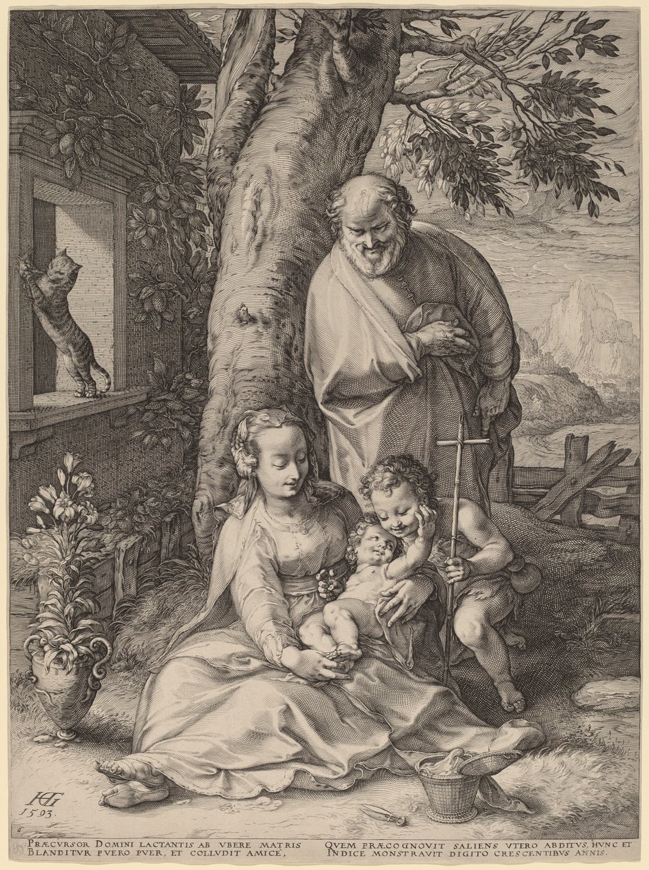Svatá rodina s dítětem Janem Křtitelem od Hendrik Goltzius