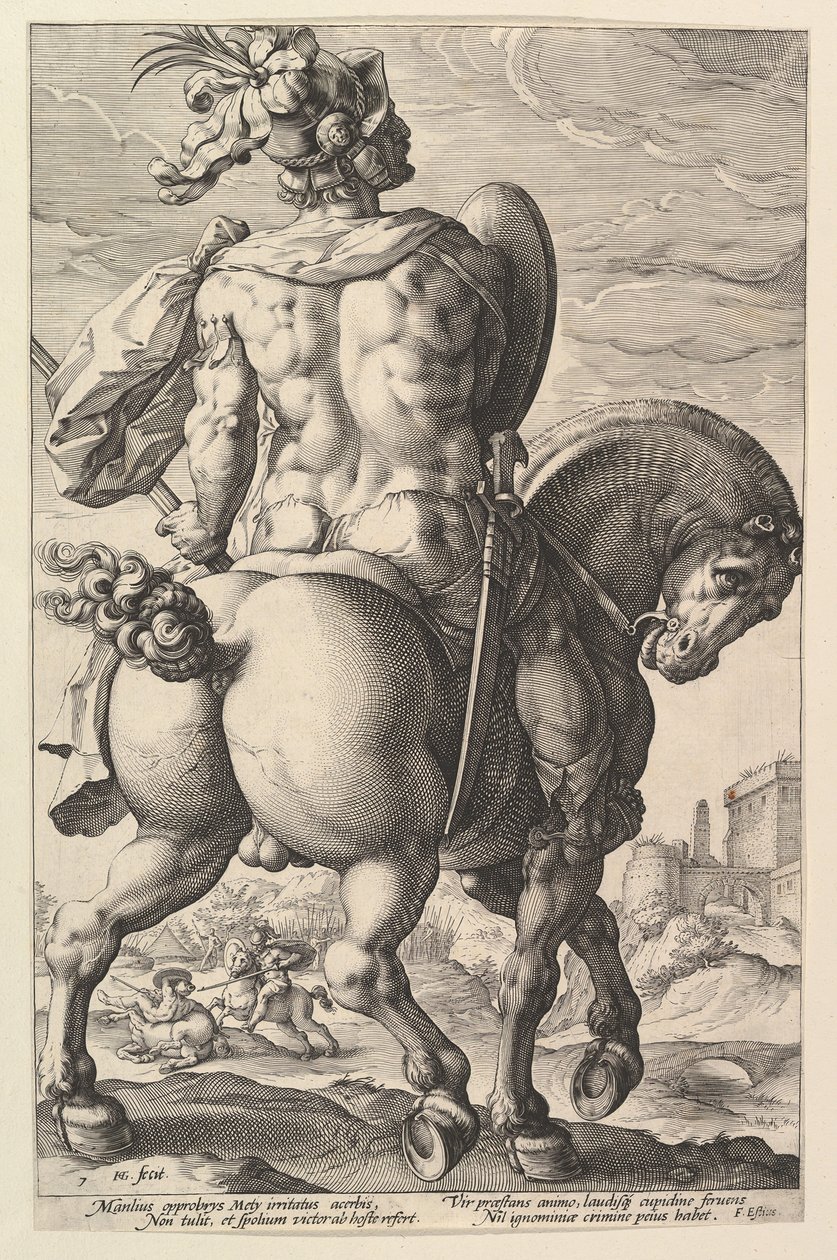 Titus Manlius ze série Římští hrdinové, 1586. od Hendrik Goltzius