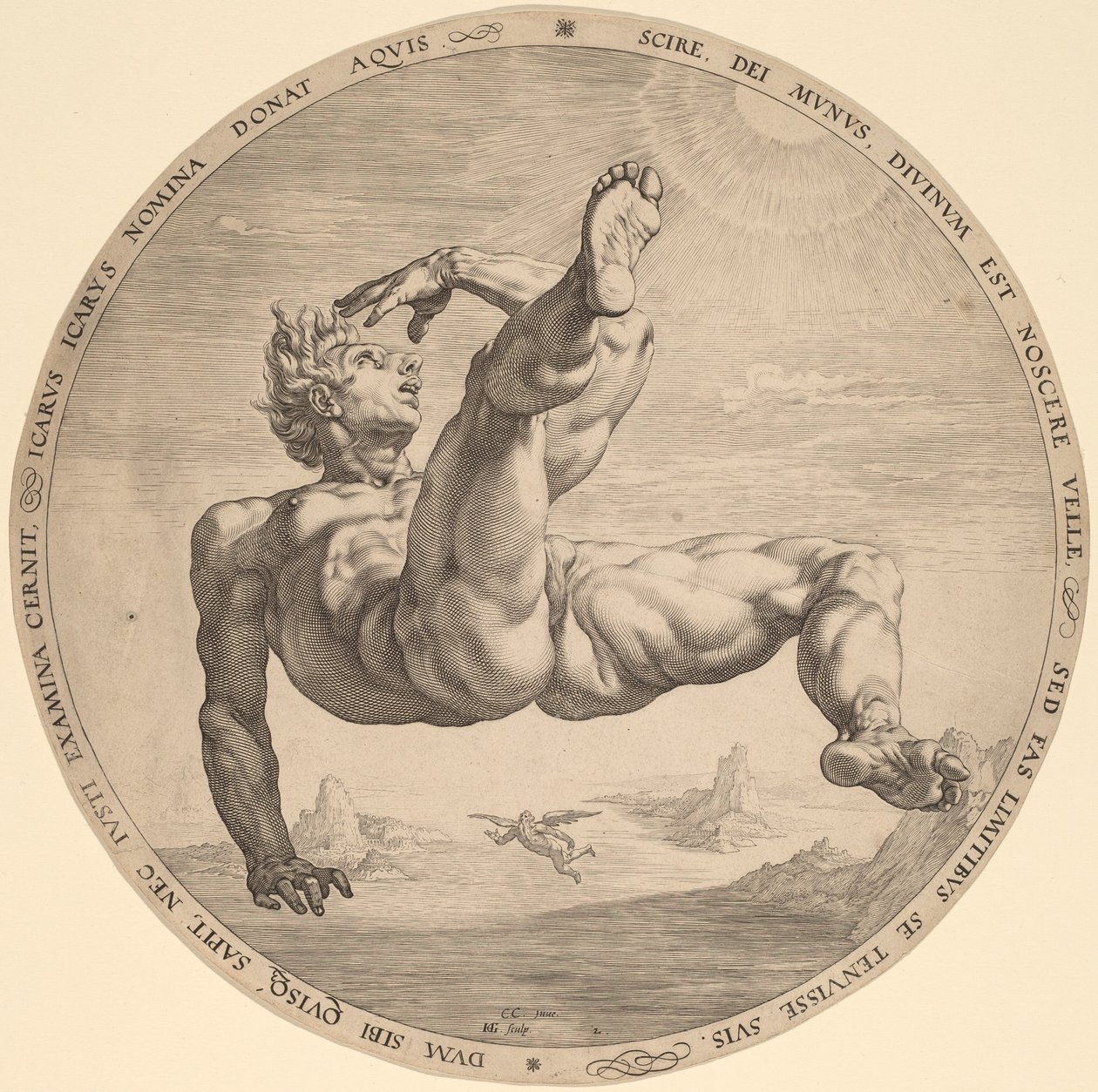 Ikar od Hendrik Goltzius, after Cornelis Cornelisz van Haarlem