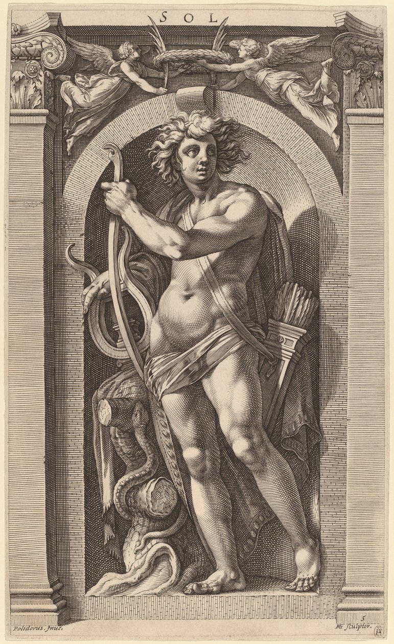 Sol nebo Apollo od Hendrik Goltzius after Polidoro da Caravaggio