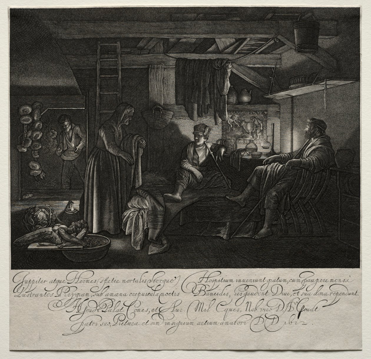 Jupiter a Merkur v domě Filemon a Baucis. od Hendrik Goudt