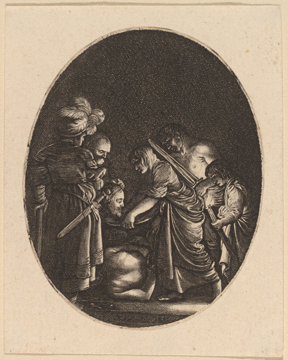 Stětí hlavy svatého Jana Křtitele od Hendrik Goudt after Adam Elsheimer