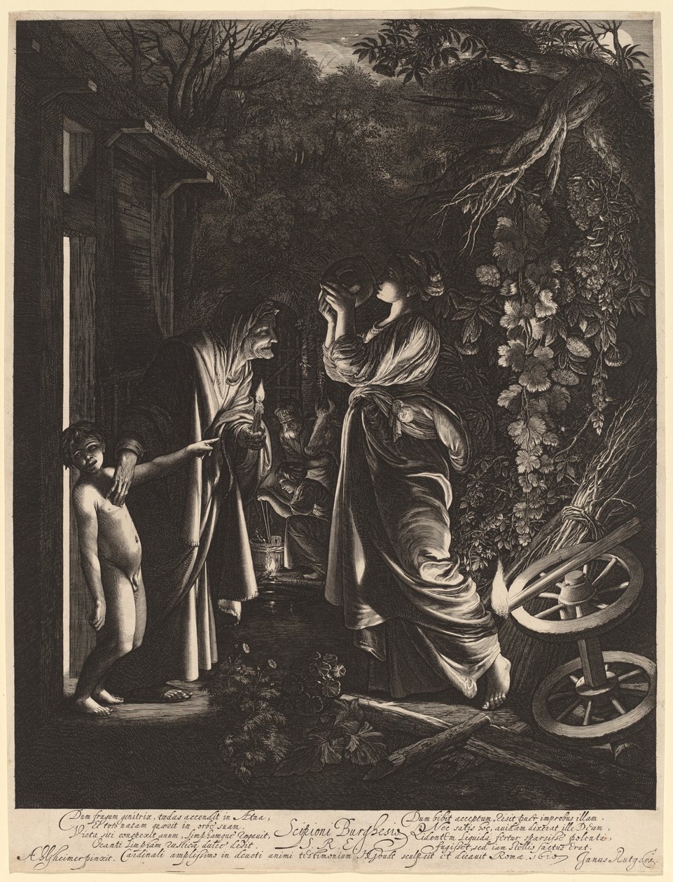 Zesměšňování Ceres od Hendrik Goudt after Adam Elsheimer
