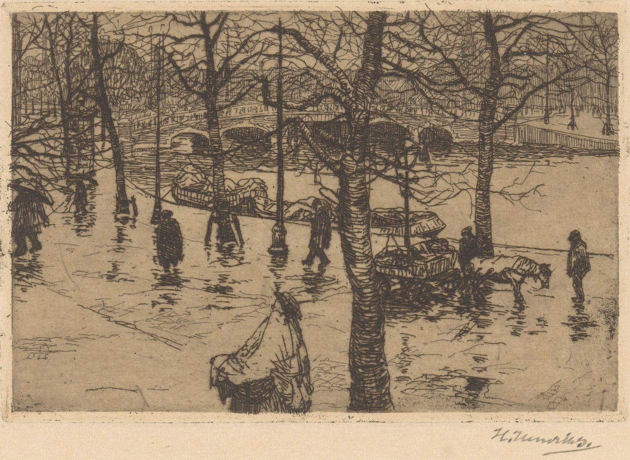 Kanál v deštivém počasí od Hendrik Henrichs (signed by artist)