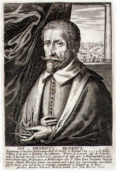 Autoportrét, deska 108 ze série portrétů umělců, ryl Frederik Bouttats II (fl.1643-76) (rytina) od Hendrik I (after) Hondius