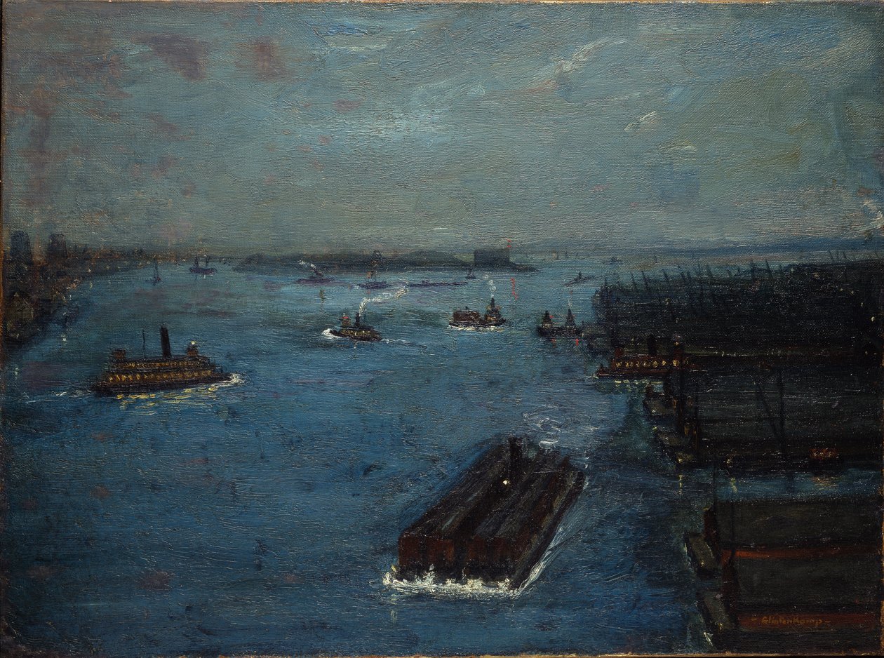 East River, podvečer, asi 1908 (olej na plátně) od Hendrik J. Glintenkamp