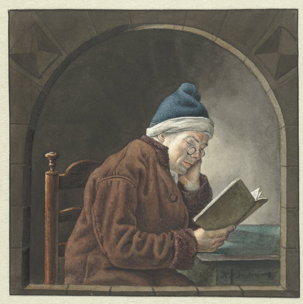 čtoucí muž od Hendrik Jan van Amerom