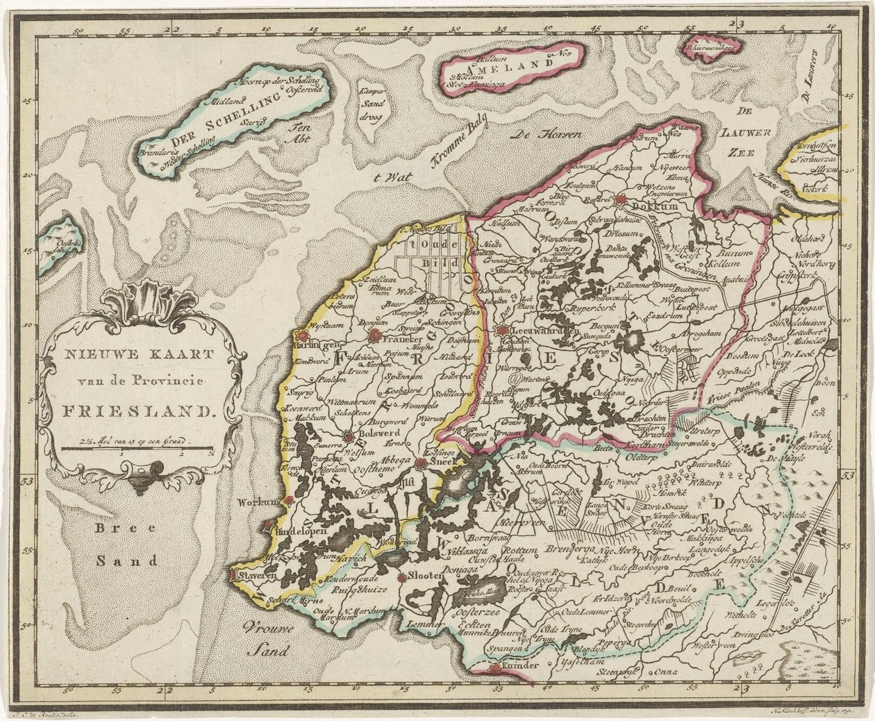Mapa Fríska Nová mapa provincie Friesland (název na objektu) od Hendrik Kloekhoff