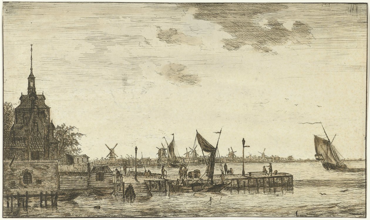 Pohled na přístav na Oude Hooft v Rotterdamu od Hendrik Kobell