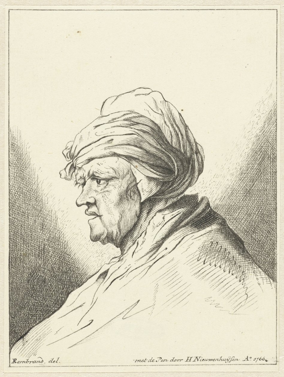 Busta staré ženy, vlevo od Hendrik Nieuwenhuysen