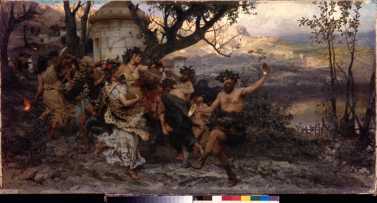 Bakchanálie. Malba Henryka Siemiradzkiho (1843-1902), olej na plátně, kolem roku 1890. Polské umění od Henryk Siemiradzki