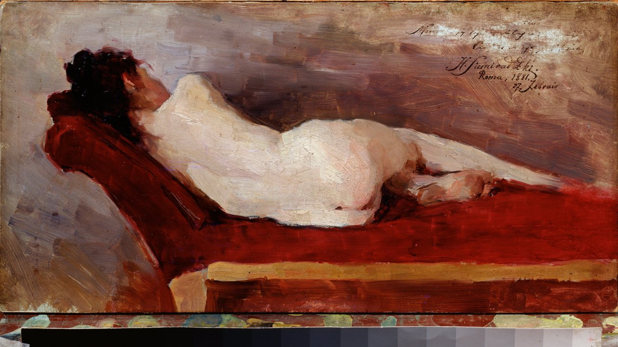 Modelka v klidu. Obraz Henryka Siemiradzkiho (1843-1902), olej na plátně od Henryk Siemiradzki