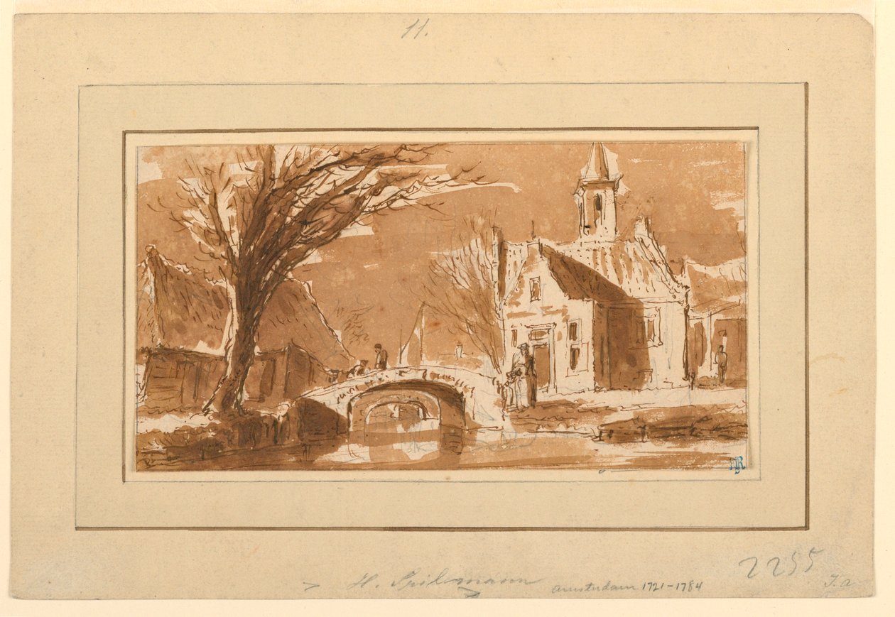 Kresba, Město na kanále, 1750-70 od Hendrik Spilman