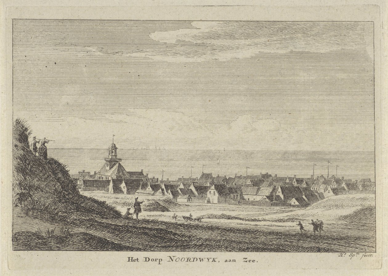 Pohled na Noordwijk aan Zee Vesnice Noordwijk aan Zee (název na objektu) od Hendrik Spilman