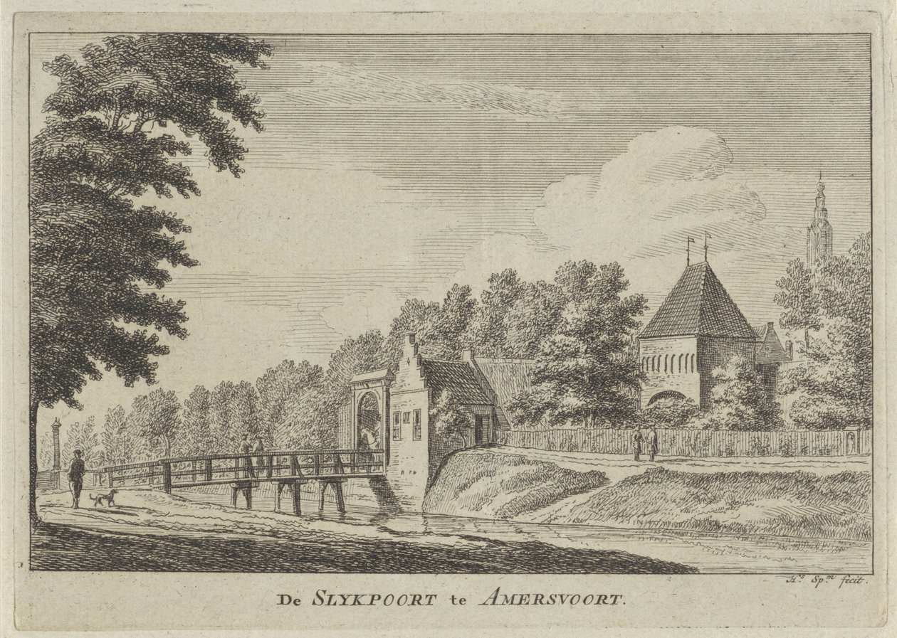 Pohled na Slijkpoort v Amersfoortu The Slijkpoort in Amersfoort (název na objektu) od Hendrik Spilman