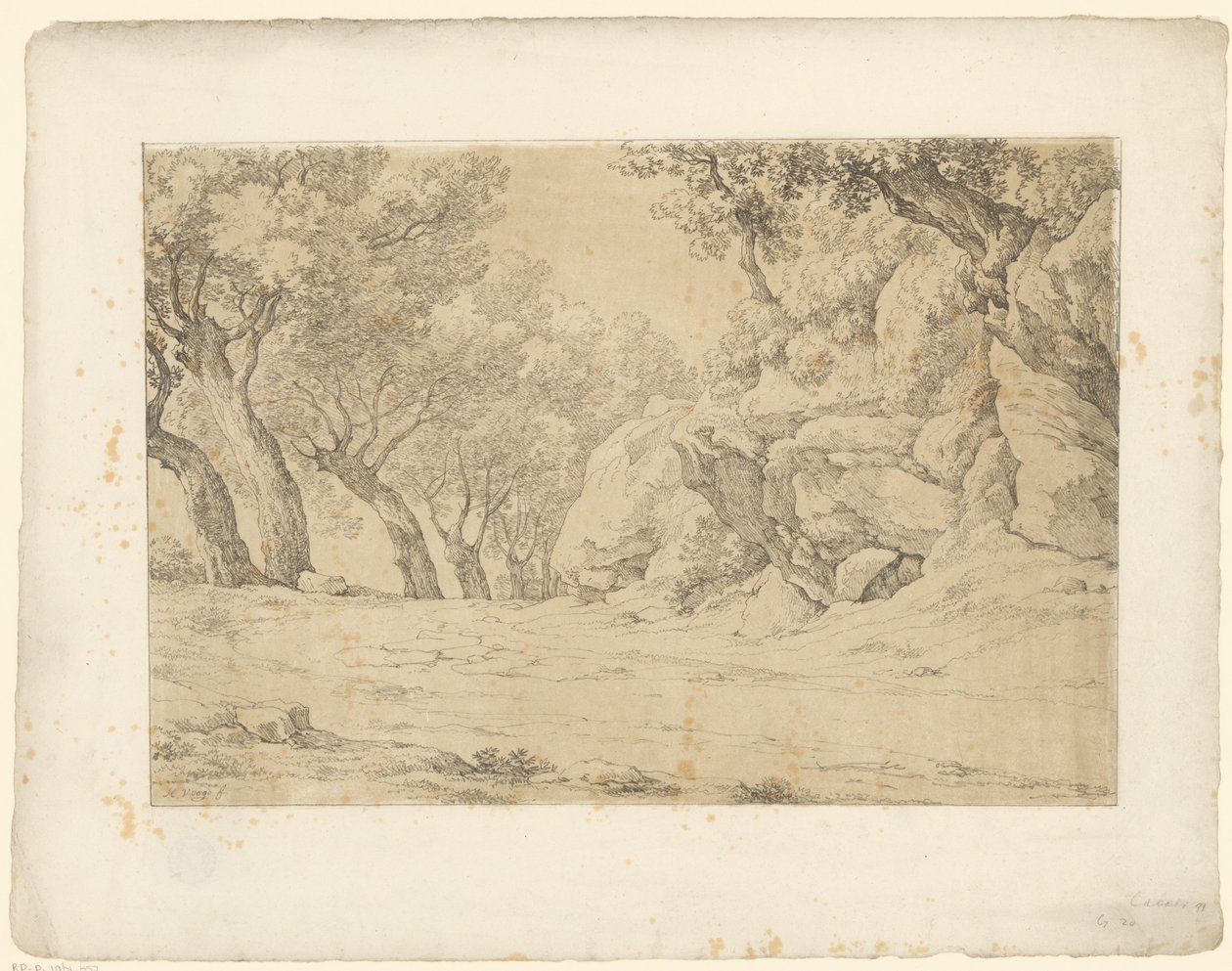 Avenue se zarostlými skalami Tentamina Lithographica (název série) Italské krajiny (název série) od Hendrik Voogd