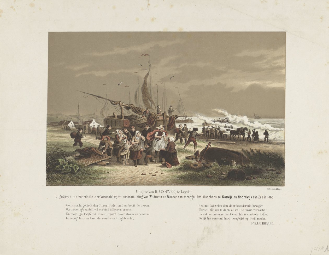 Plážová scéna se truchlícími ženami rybářů, 1868 od Hendrik Wilhelmus Last