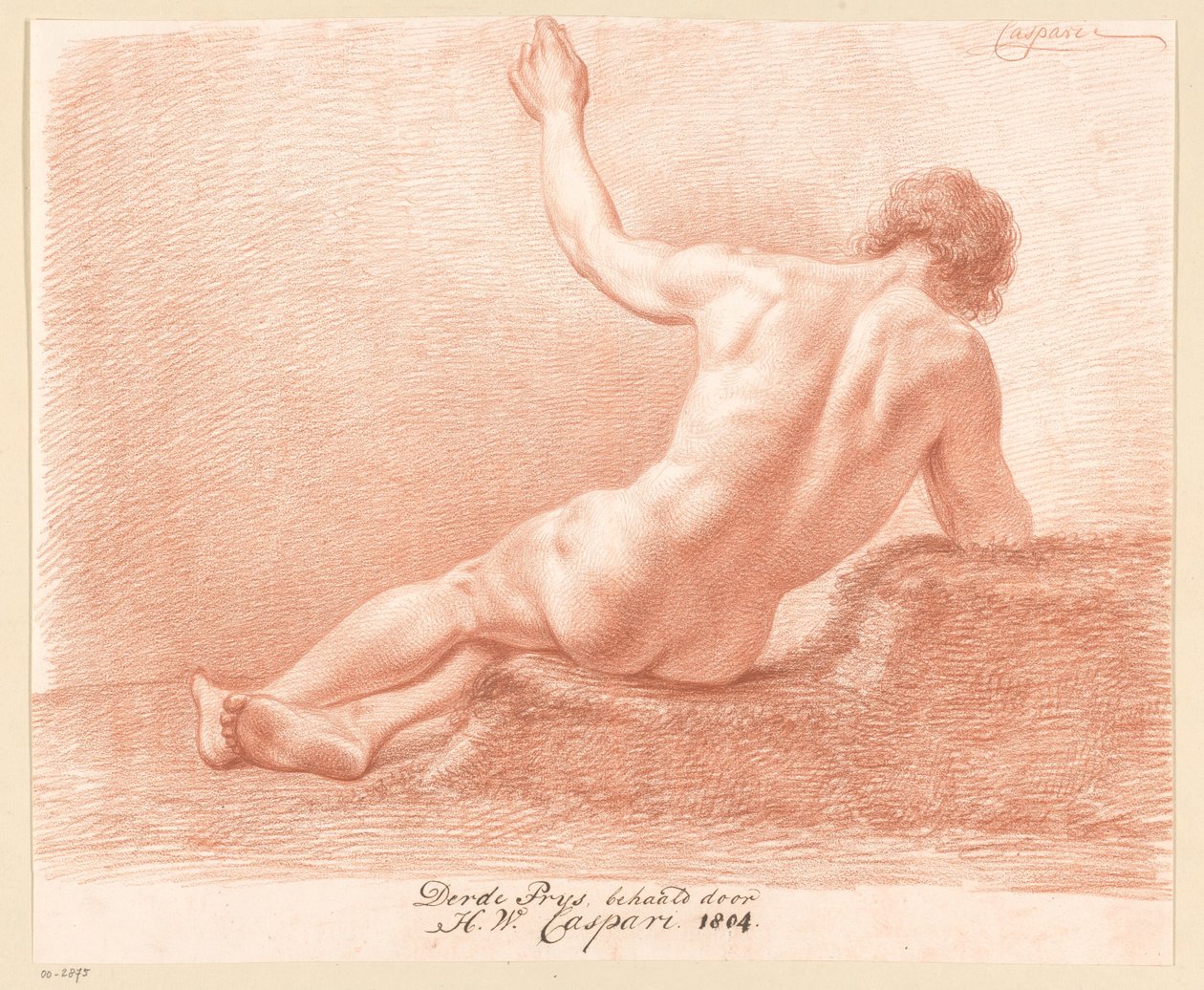 Sedící mužský akt, viděno zezadu (3. cena 1804) od Hendrik Willem Caspari