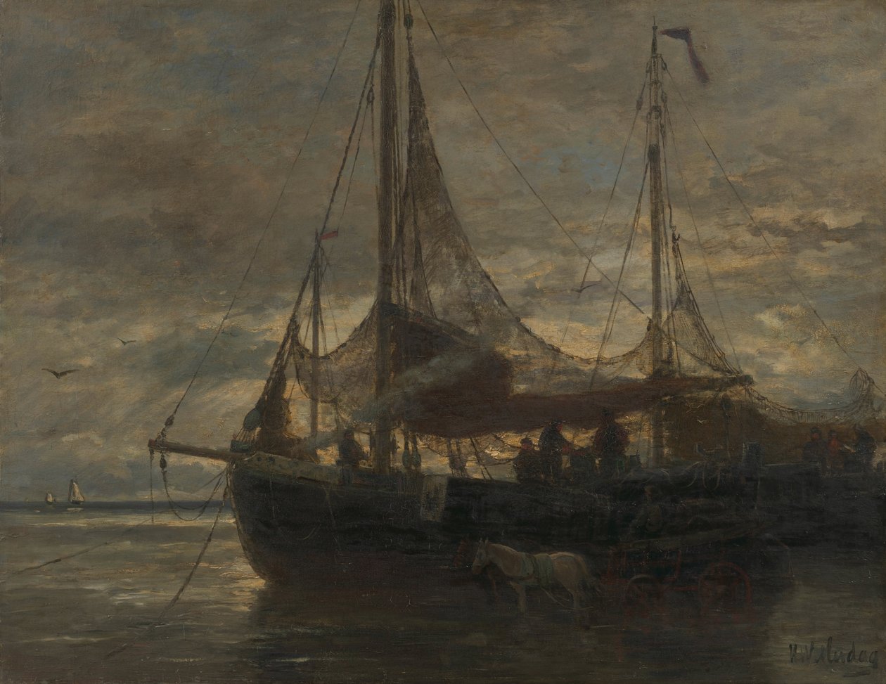 Nizozemsky: Evening Evening od Hendrik Willem Mesdag